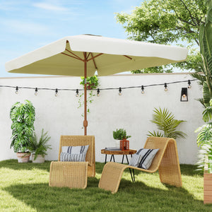 Patio Umbrella 118.1" x 78.7" Outdoor Parasol with Adjustable Angle, Aluminum Pole, Crank Handle, and UV50+ Protection, Garden and Patio Umbrella in Beige