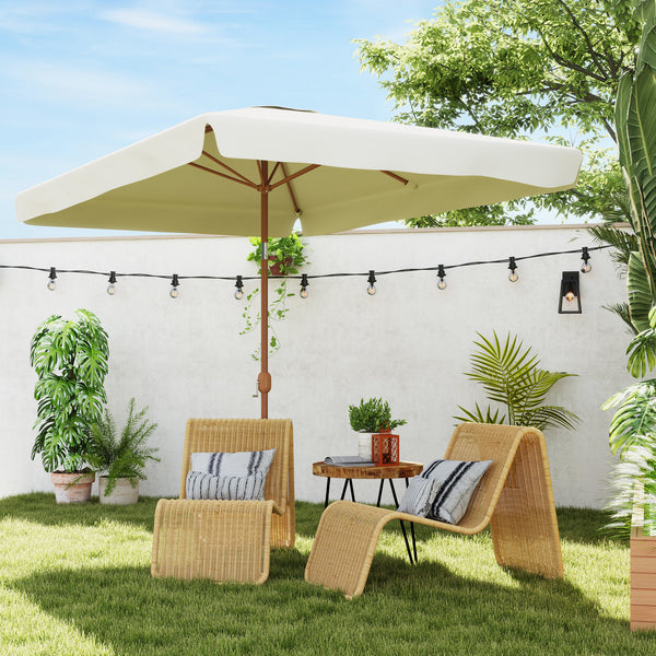 Patio Umbrella 118.1" x 78.7" Outdoor Parasol with Adjustable Angle, Aluminum Pole, Crank Handle, and UV50+ Protection, Garden and Patio Umbrella in Beige