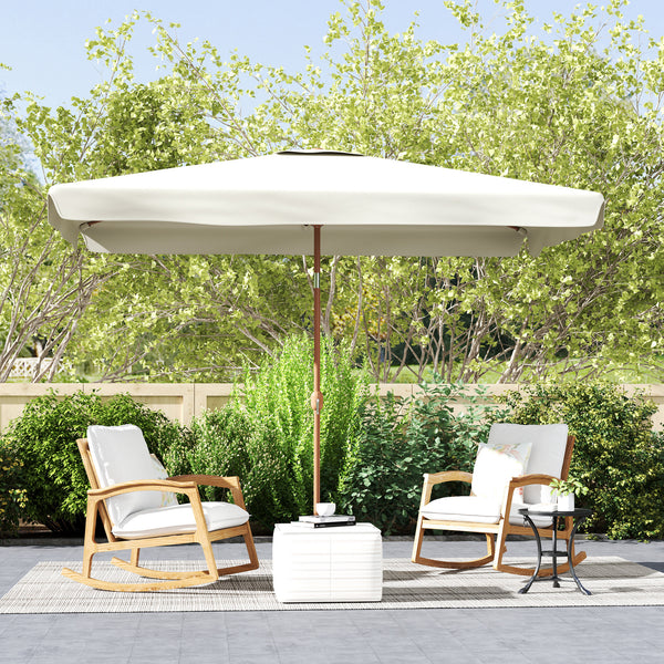 Patio Umbrella 118.1" x 78.7" Outdoor Parasol with Adjustable Angle, Aluminum Pole, Crank Handle, and UV50+ Protection, Garden and Patio Umbrella in Beige