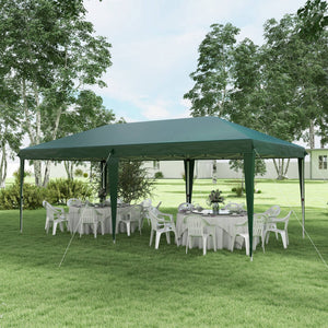 Pop Up Gazebo 3 x 6m, Foldable Canopy Tent, Height Adjustable Wedding Awning Canopy w/ Carrying Bag, Green