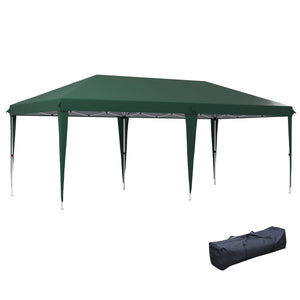 Pop Up Gazebo 3 x 6m, Foldable Canopy Tent, Height Adjustable Wedding Awning Canopy w/ Carrying Bag, Green