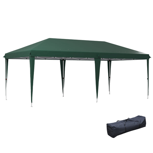 Pop Up Gazebo 3 x 6m, Foldable Canopy Tent, Height Adjustable Wedding Awning Canopy w/ Carrying Bag, Green