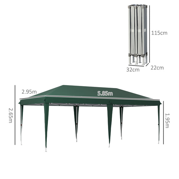 Pop Up Gazebo 3 x 6m, Foldable Canopy Tent, Height Adjustable Wedding Awning Canopy w/ Carrying Bag, Green