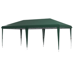 Pop Up Gazebo 3 x 6m, Foldable Canopy Tent, Height Adjustable Wedding Awning Canopy w/ Carrying Bag, Green
