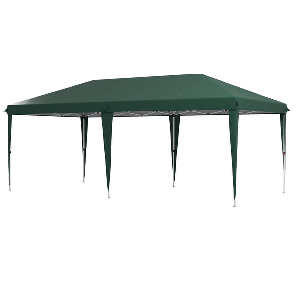 Pop Up Gazebo 3 x 6m, Foldable Canopy Tent, Height Adjustable Wedding Awning Canopy w/ Carrying Bag, Green