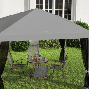 3 x 3 m Pop Up Gazebo, 420D Garden Tent Canopy with Removable Mesh Sidewall Netting, Carry Bag for Garden Patio Outdoor, Light Grey
