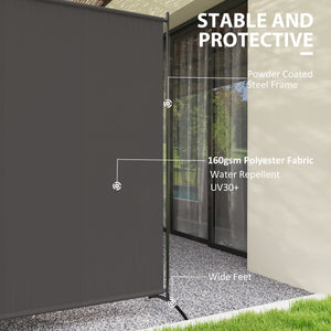 Single Panel Outdoor Privacy Screen, 5.9FT Tall Room Divider with UPF30+ Protection, Freestanding Privacy Panel Partition with Stable Base for Indoor Outdoor Use, Dark Gray