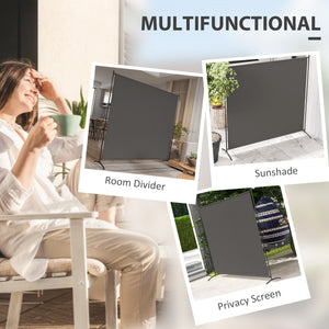 Single Panel Outdoor Privacy Screen, 5.9FT Tall Room Divider with UPF30+ Protection, Freestanding Privacy Panel Partition with Stable Base for Indoor Outdoor Use, Dark Gray