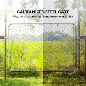 Garden Gate Chain Link Fence Gate, Galvanized Steel Garden Door for Yard Entrance Way, 26-71 in. W x 4 ft. H, Silver