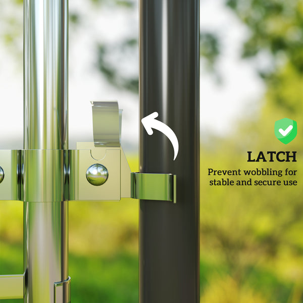 Garden Gate Chain Link Fence Gate, Galvanized Steel Garden Door for Yard Entrance Way, 26-71 in. W x 4 ft. H, Silver