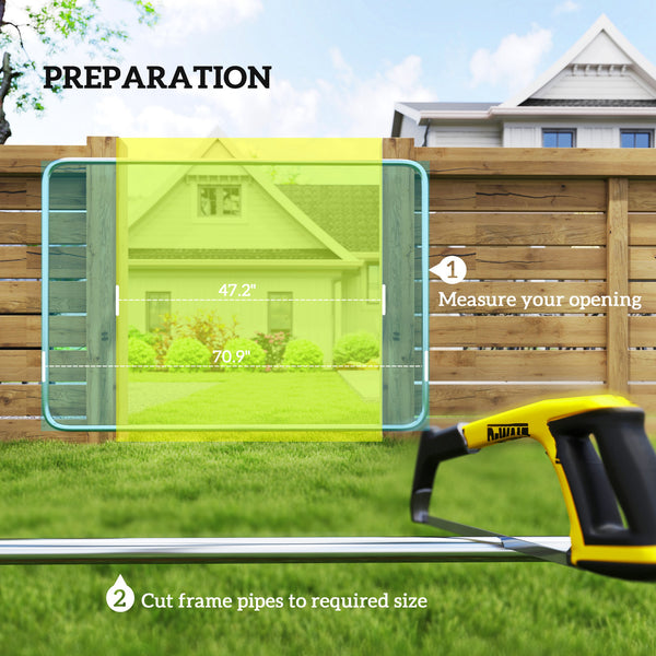 Garden Gate Chain Link Fence Gate, Galvanized Steel Garden Door for Yard Entrance Way, 26-71 in. W x 4 ft. H, Silver