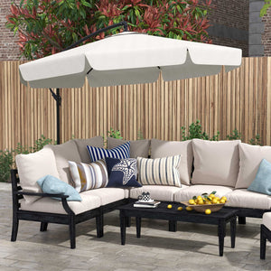 11FT Offset Hanging Patio Umbrella Cantilever Umbrella with Easy Tilt Adjustment, Cross Base and 8 Ribs for Backyard, Poolside, Lawn and Garden, Cream White