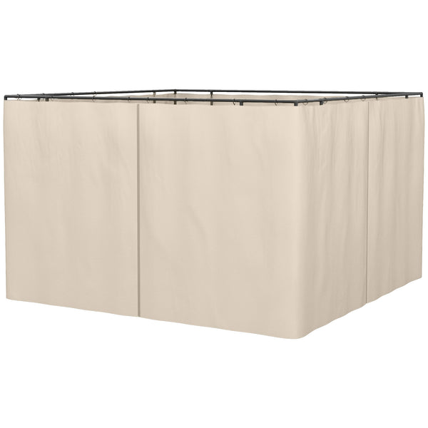 Outsunny 10' x 10' Universal Gazebo Sidewall Set with Panels, Hooks and C-Rings Included for Pergolas and Cabanas, Beige