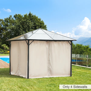 Outsunny 10' x 10' Universal Gazebo Sidewall Set with Panels, Hooks and C-Rings Included for Pergolas and Cabanas, Beige