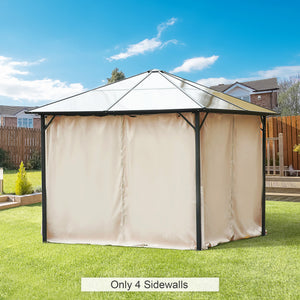 Outsunny 10' x 10' Universal Gazebo Sidewall Set with Panels, Hooks and C-Rings Included for Pergolas and Cabanas, Beige