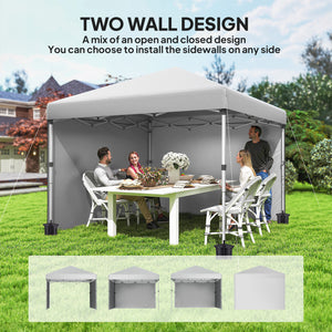 10' x 10' Pop Up Canopy Tent with Removable Sidewalls, Instant Shelter with Portable Roller Bag, 4 Sand Bags, Adjustable Height for Outdoor, Garden, Patio, White