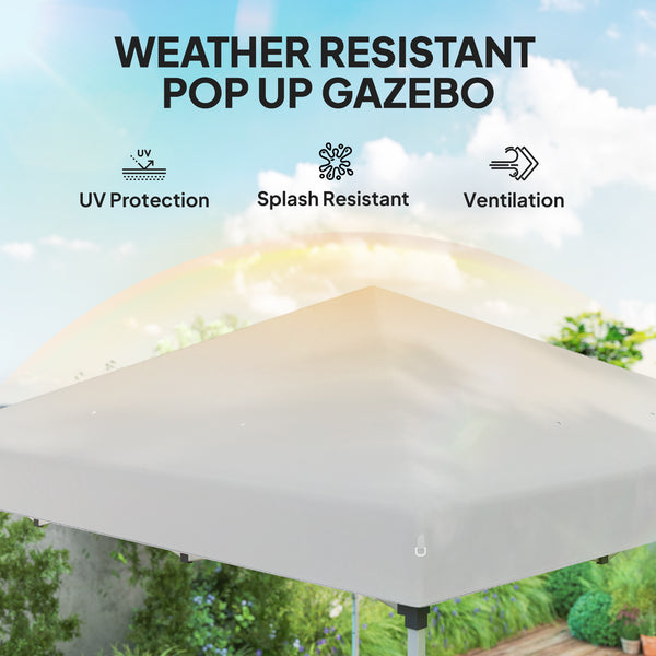 10' x 10' Pop Up Canopy Tent with Removable Sidewalls, Instant Shelter with Portable Roller Bag, 4 Sand Bags, Adjustable Height for Outdoor, Garden, Patio, White