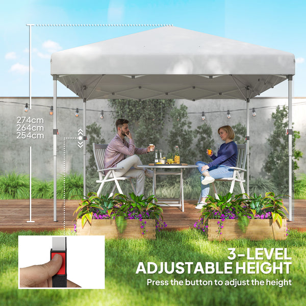 10' x 10' Pop Up Canopy Tent with Removable Sidewalls, Instant Shelter with Portable Roller Bag, 4 Sand Bags, Adjustable Height for Outdoor, Garden, Patio, White