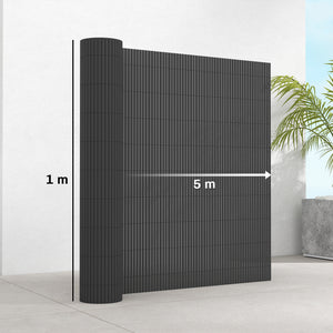 2Pcs Plastic Privacy Screening Fence, 1 m x 5 m Waterproof Windbreak Fence, UV-Resistant Garden Screening for Balcony, Terrace and Outdoor Use, Dark Grey