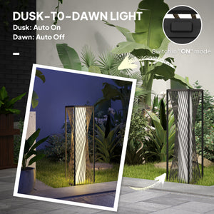 Rattan Solar Floor Lamp, Solar Powered Outdoor Lamp with Auto On/Off LED Lights, IP44 Waterproof, Decorative Outdoor Lantern for Patio, Porch, Pathway, Grey