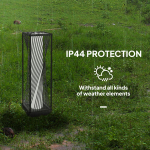 Rattan Solar Floor Lamp, Solar Powered Outdoor Lamp with Auto On/Off LED Lights, IP44 Waterproof, Decorative Outdoor Lantern for Patio, Porch, Pathway, Grey