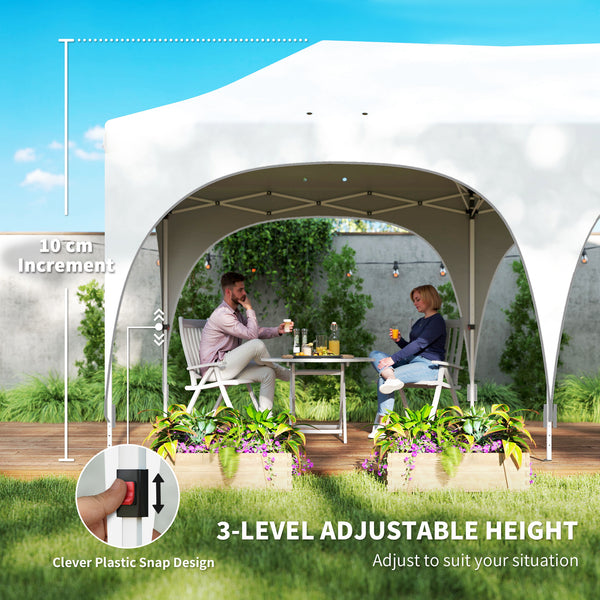 3 x 6m Pop Up Gazebo with Sides, 6 Sandbags, Peak Top Height Adjustable Outdoor Garden Party Tent Marquee Wedding Awning Canopy Instant Event Shelter with Carry Bag, Windows, Light Grey/White