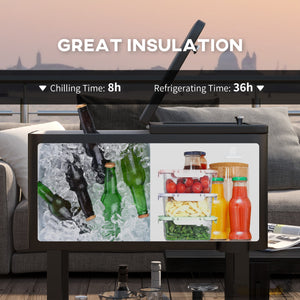 60 Quart Rolling Patio Cooler Cart, Portable Outdoor Cooler with Locking Wheels, Storage Shelf, Steel Bottle Opener, Ice Chest for Patio Backyard Party BBQ, Black