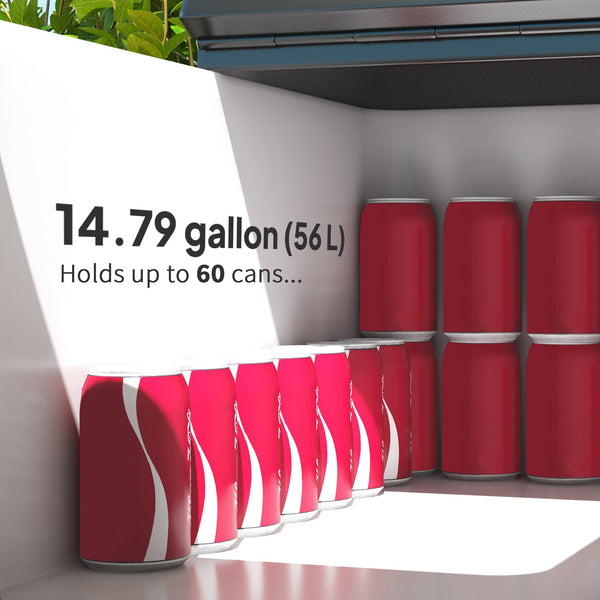 60 Quart Rolling Patio Cooler Cart, Portable Outdoor Cooler with Locking Wheels, Storage Shelf, Steel Bottle Opener, Ice Chest for Patio Backyard Party BBQ, Black