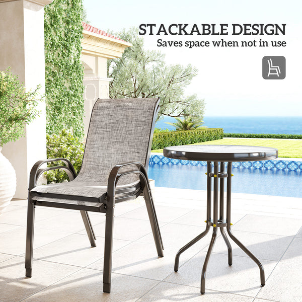 Outsunny 3-Piece Small Patio Set with Stackable Chairs and Glass