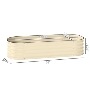 5' x 2' x 1' Galvanized Raised Garden Bed Kit, Outdoor Metal Elevated Planter Box with Safety Edging, Easy DIY Stock Tank for Growing Flowers, Herbs & Vegetables, Cream