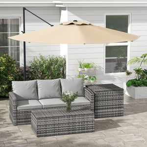 10 FT Cantilever Patio Umbrella, Round Hanging Offset Umbrella with 360°Rotation, Crank, Tilt, Cross Base, 8 Ribs, Air Vent, Outdoor Umbrella for Garden, Backyard, Khaki