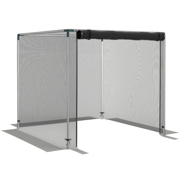 4' x 4' Crop Cage, Plant Protection Tent with Zippered Door and Galvanized Steel Frame, Fruit Cage Netting Cover for Garden, Yard, Lawn, Black