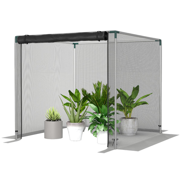 4' x 4' Crop Cage, Plant Protection Tent with Zippered Door and Galvanized Steel Frame, Fruit Cage Netting Cover for Garden, Yard, Lawn, Black