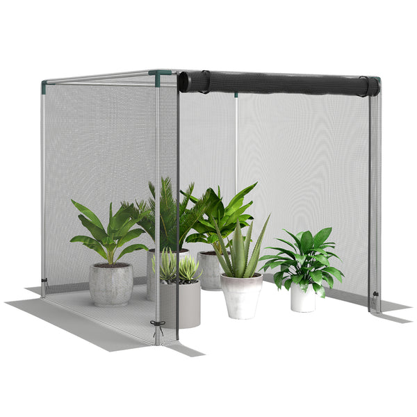 4' x 4' Crop Cage, Plant Protection Tent with Zippered Door and Galvanized Steel Frame, Fruit Cage Netting Cover for Garden, Yard, Lawn, Black