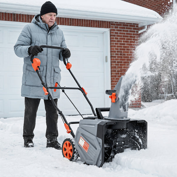 40V 18" Cordless Snow Blower with PU Auger, 1400W Brushless Motor, 12" Depth, Includes Two 4.0Ah Batteries & Fast Charger, 21.3ft Max Throw Distance, 180° Rotatable Chute, Wheels for Driveway