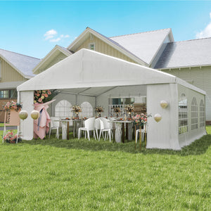 20' x 20' Heavy Duty Party Tent & Carport with Removable Sidewalls and Double Doors, Large Canopy Tent, Sun Shade Shelter, for Parties, Wedding, Outdoor Events, BBQ, White