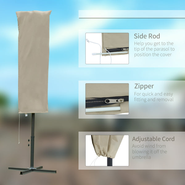 Patio Umbrella Cover, Outdoor Garden Parasol Cover with Zipper for 6.6-13FT Parasol, Khaki