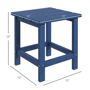 Outsunny Patio Side Table, 15" Square Outdoor End Table, HDPE Plastic Tea Table for Adirondack Chair, Backyard or Lawn, Blue