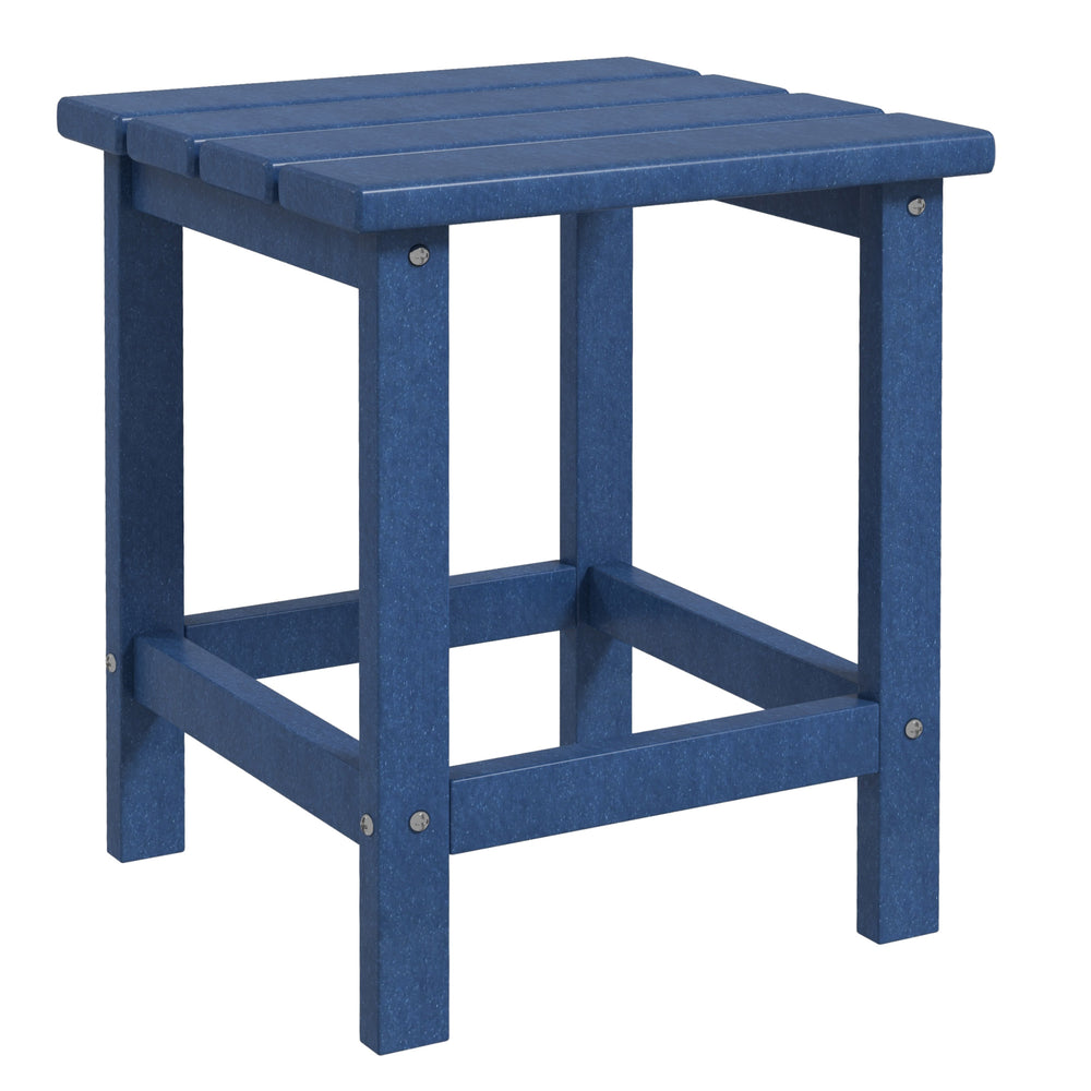 Outsunny Patio Side Table, 15" Square Outdoor End Table, HDPE Plastic Tea Table for Adirondack Chair, Backyard or Lawn, Blue