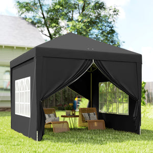 10'x10' Outdoor Pop Up Party Tent Gazebo Canopy with Carrying Bag (Black)
