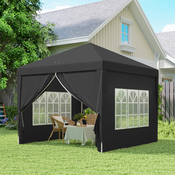 10'x10' Outdoor Pop Up Party Tent Gazebo Canopy with Carrying Bag (Black)