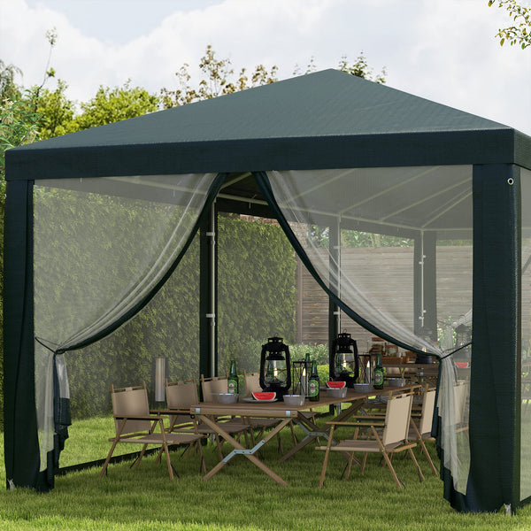 Outsunny 10' x 28' Party Tent, Outdoor Wedding Canopy & Gazebo with Removable Sidewalls, Shade Shelter for Events, BBQs, Green