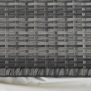 Half Round Side Table, PE Rattan Narrow Coffee Table with Metal Frame for Patio, Garden, Balcony, 39.4" x 19.7" x 29.1", Grey