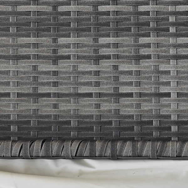 Half Round Side Table, PE Rattan Narrow Coffee Table with Metal Frame for Patio, Garden, Balcony, 39.4" x 19.7" x 29.1", Grey