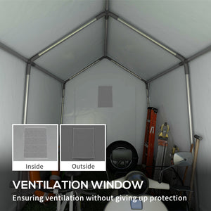 7' x 12' Portable Shed, Outdoor Storage Shed Tent with Galvanised Steel Frame and Roll-up Door for Motorcycle, Bike, Garden Tools, Dark Grey