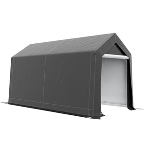 Outsunny 7' x 12' Portable Storage Shed Shelter, Heavy Duty Outdoor Shed, Waterproof Garden Storage Tent with Ventilation Window and Roll-up Zipper Door for Bike, Motorcycle, Garden Tools, Gray