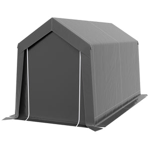 Outsunny 7' x 12' Portable Storage Shed Shelter, Heavy Duty Outdoor Shed, Waterproof Garden Storage Tent with Ventilation Window and Roll-up Zipper Door for Bike, Motorcycle, Garden Tools, Gray