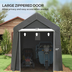 Outsunny 7' x 12' Portable Storage Shed Shelter, Heavy Duty Outdoor Shed, Waterproof Garden Storage Tent with Ventilation Window and Roll-up Zipper Door for Bike, Motorcycle, Garden Tools, Gray