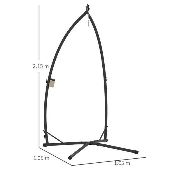 Hammock Chair Stand Only, Hanging Chair Stand with X-Shape Base, Heavy Duty Steel Single Hammock Egg Swing Frame for Indoor Outdoor, 150 KG Load Capacity Black