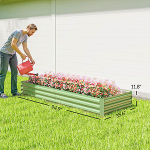 8x3x1FT Galvanized Raised Garden Bed, Outdoor Metal Gardening Planter Box for Growing Vegetables, Flowers, Herbs, Succulents, Light Green